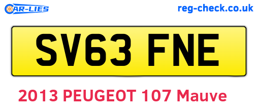 SV63FNE are the vehicle registration plates.