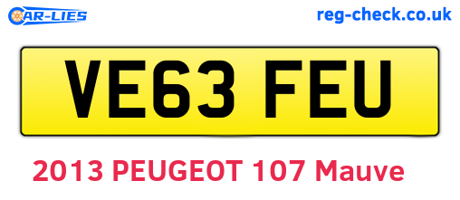 VE63FEU are the vehicle registration plates.