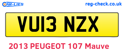 VU13NZX are the vehicle registration plates.