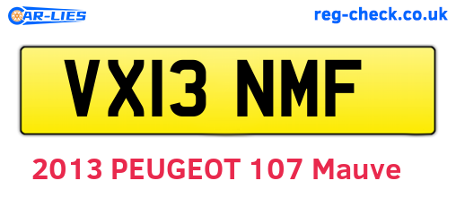 VX13NMF are the vehicle registration plates.