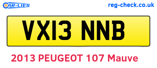 VX13NNB are the vehicle registration plates.