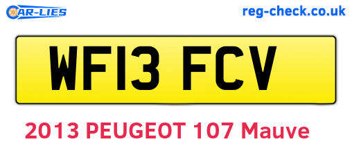 WF13FCV are the vehicle registration plates.
