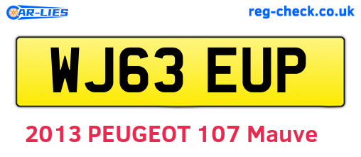 WJ63EUP are the vehicle registration plates.