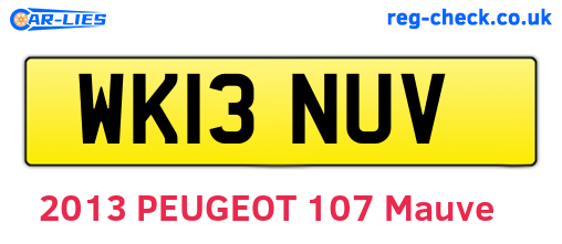 WK13NUV are the vehicle registration plates.
