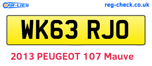 WK63RJO are the vehicle registration plates.