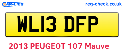 WL13DFP are the vehicle registration plates.