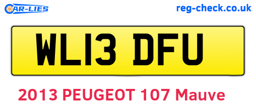 WL13DFU are the vehicle registration plates.