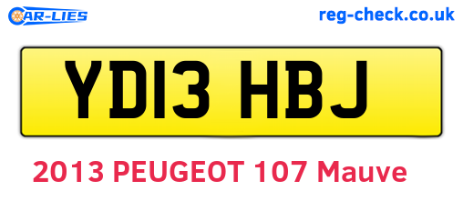 YD13HBJ are the vehicle registration plates.