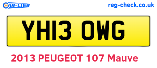 YH13OWG are the vehicle registration plates.