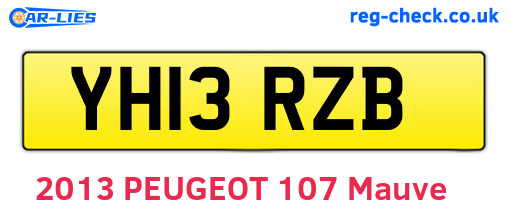 YH13RZB are the vehicle registration plates.