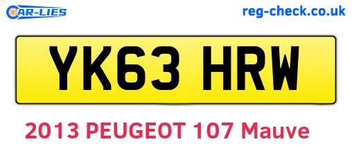 YK63HRW are the vehicle registration plates.