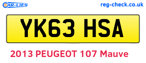 YK63HSA are the vehicle registration plates.