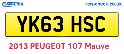 YK63HSC are the vehicle registration plates.
