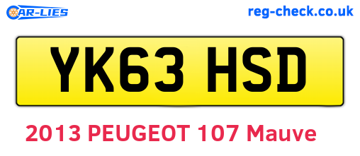 YK63HSD are the vehicle registration plates.