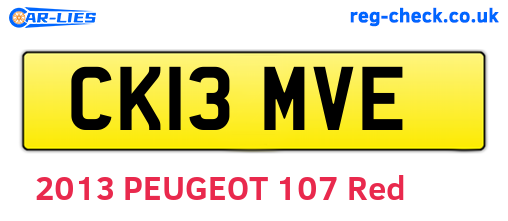 CK13MVE are the vehicle registration plates.