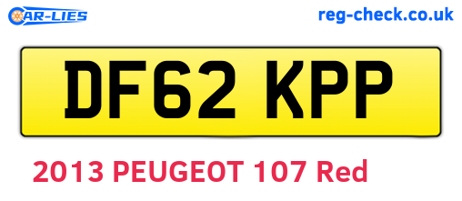 DF62KPP are the vehicle registration plates.