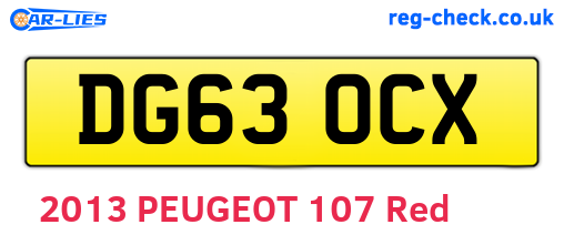 DG63OCX are the vehicle registration plates.