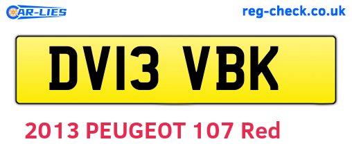 DV13VBK are the vehicle registration plates.