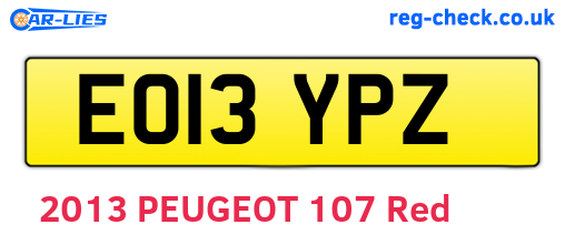 EO13YPZ are the vehicle registration plates.