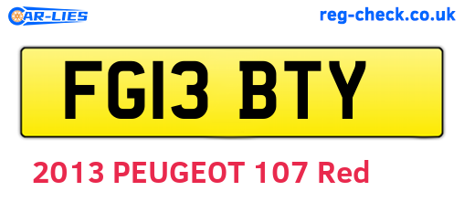 FG13BTY are the vehicle registration plates.