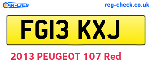 FG13KXJ are the vehicle registration plates.
