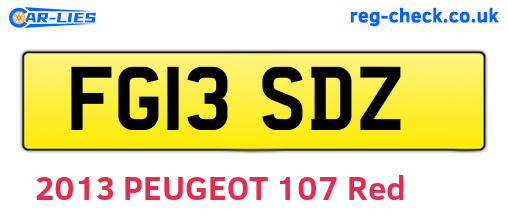 FG13SDZ are the vehicle registration plates.