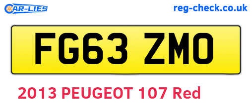 FG63ZMO are the vehicle registration plates.