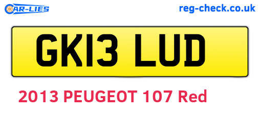 GK13LUD are the vehicle registration plates.