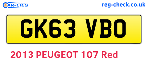 GK63VBO are the vehicle registration plates.