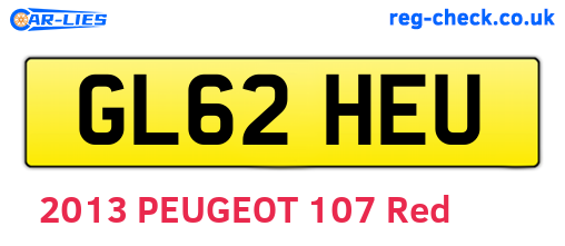 GL62HEU are the vehicle registration plates.
