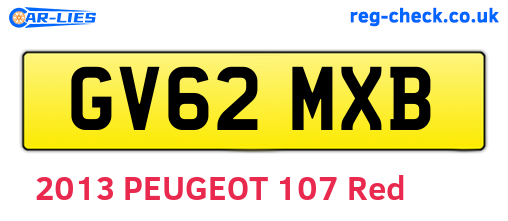GV62MXB are the vehicle registration plates.