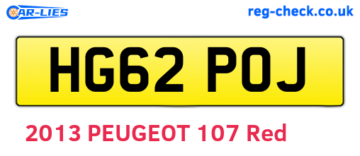 HG62POJ are the vehicle registration plates.
