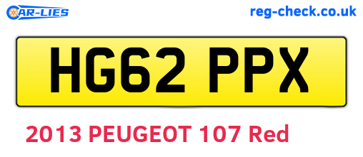HG62PPX are the vehicle registration plates.