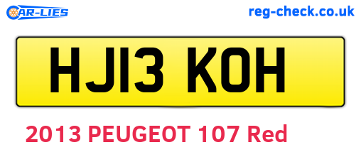 HJ13KOH are the vehicle registration plates.