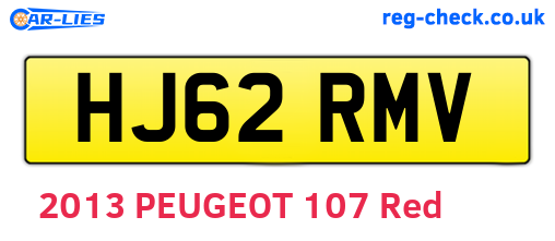 HJ62RMV are the vehicle registration plates.