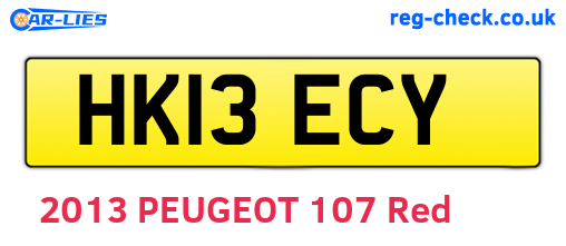 HK13ECY are the vehicle registration plates.