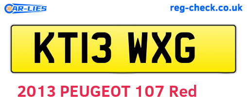 KT13WXG are the vehicle registration plates.