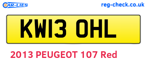 KW13OHL are the vehicle registration plates.