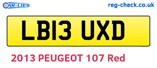 LB13UXD are the vehicle registration plates.