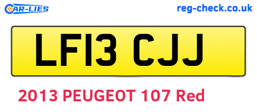 LF13CJJ are the vehicle registration plates.