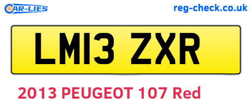 LM13ZXR are the vehicle registration plates.