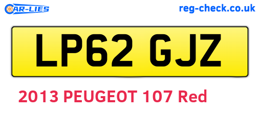 LP62GJZ are the vehicle registration plates.