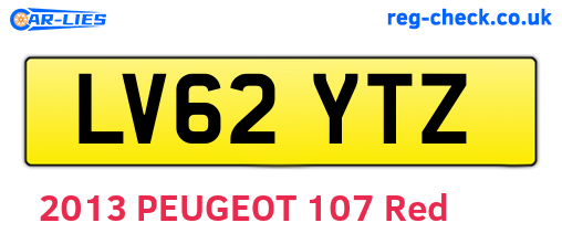 LV62YTZ are the vehicle registration plates.