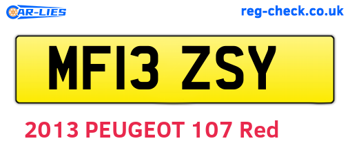 MF13ZSY are the vehicle registration plates.
