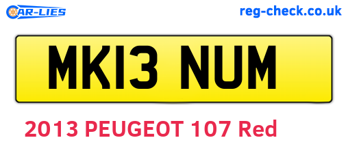 MK13NUM are the vehicle registration plates.