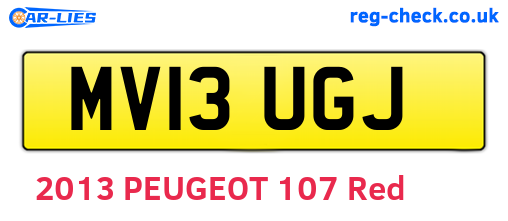 MV13UGJ are the vehicle registration plates.