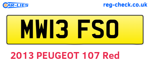 MW13FSO are the vehicle registration plates.