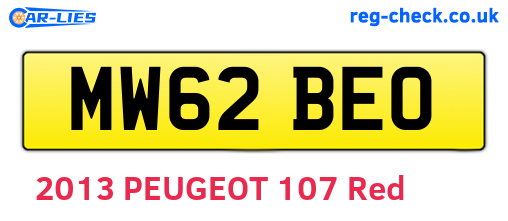 MW62BEO are the vehicle registration plates.