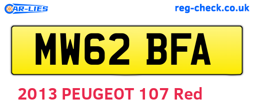MW62BFA are the vehicle registration plates.