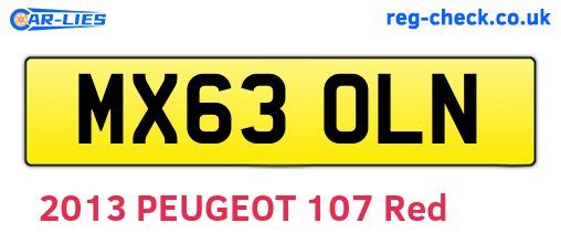 MX63OLN are the vehicle registration plates.